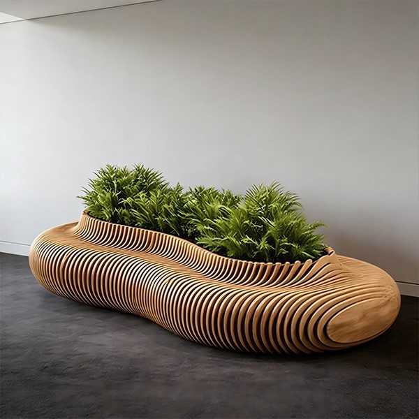 Urban Parametric Wood Plant Bench1 Urban Parametric Wood Plant Bench1
