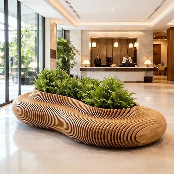 Urban Parametric Wood Plant Bench